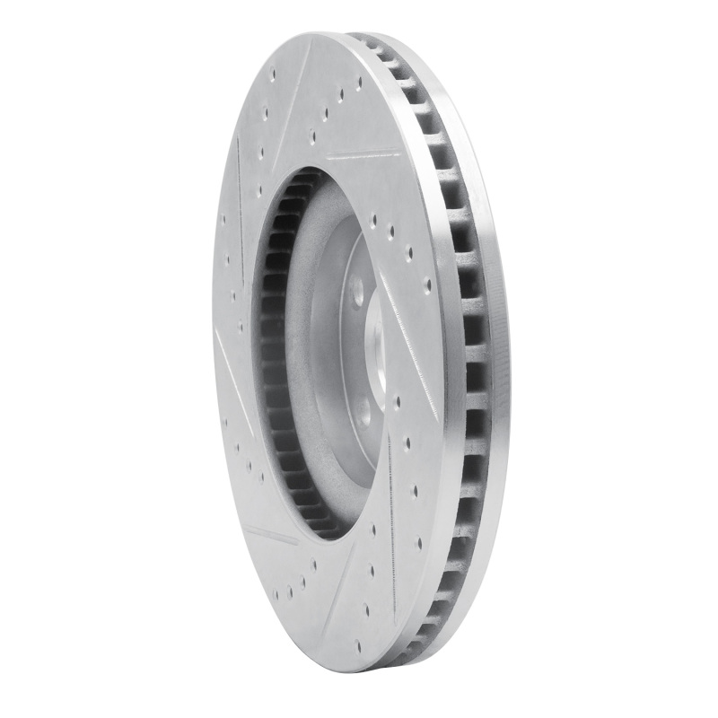 Ford Edge Brake Rotor (1) - Front Right - R1 Concepts - Drilled & Slotted - Silver - `15-`20